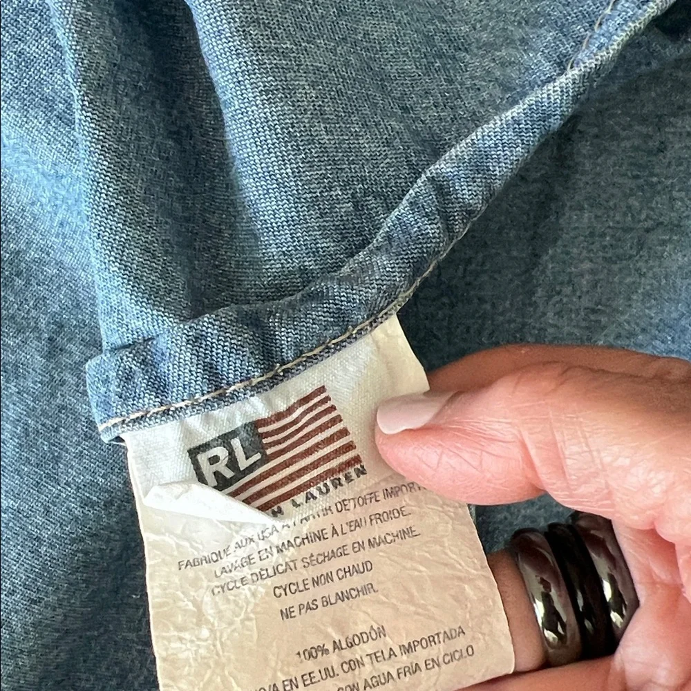 90s SET OF 4 Ralph Lauren - Denim (2)+Striped (2) Pillow Sham Covers Vintage